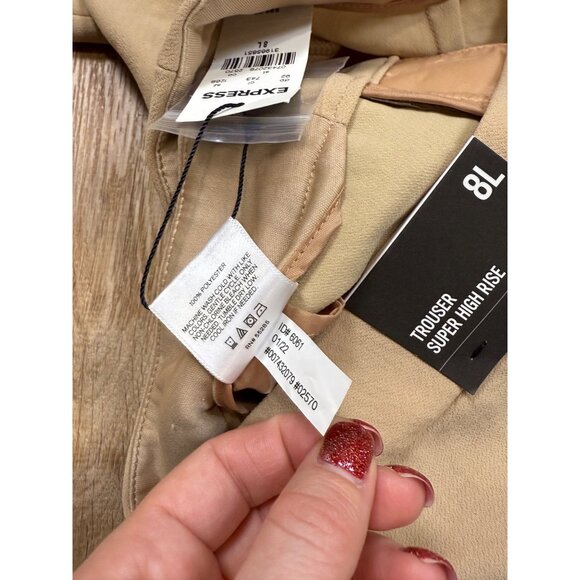 Express Womens Beige Tan Super High-Rise Trousers 8L NWT - Picture 5 of 9